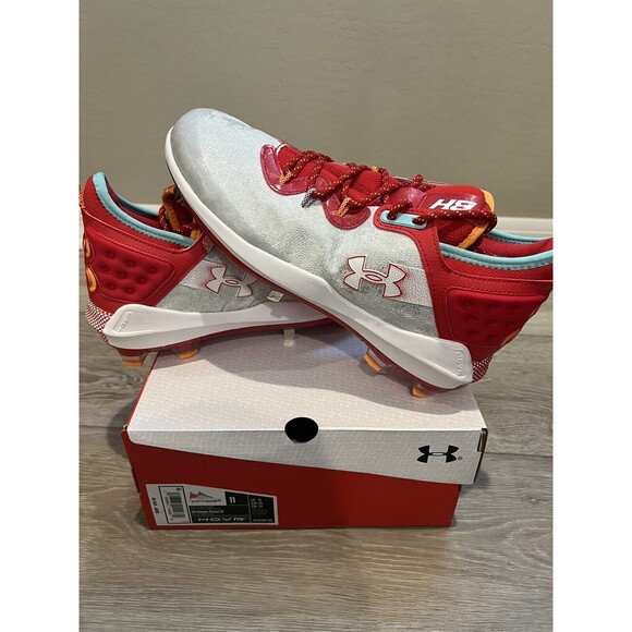 Bryce Harper Under Armour Low ST Baseball Cleats UA 8 Red White Men's Size 12 - Picture 1 of 7